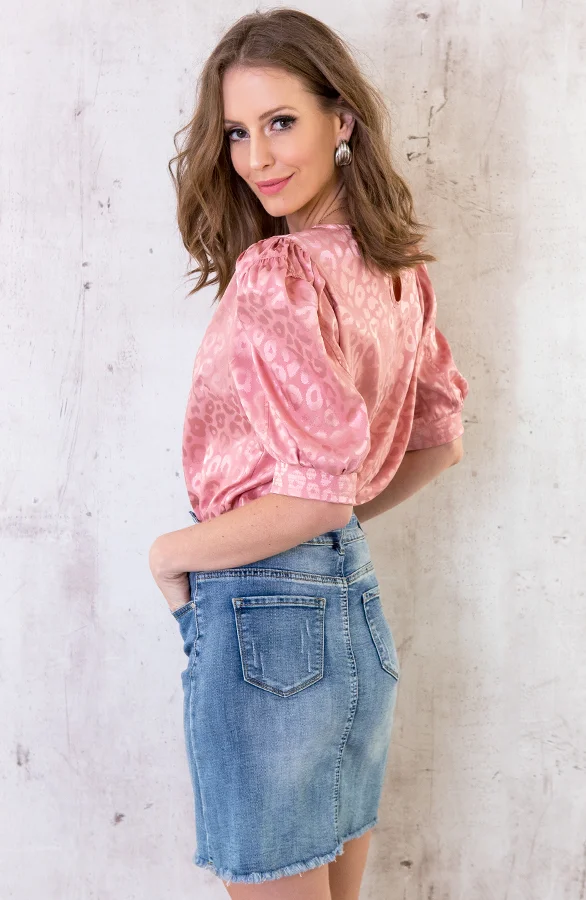 Zijden Panter Top Roze